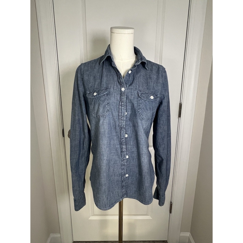 Women's American Eagle Denim Long Sleeve Button Down Shirt Size Medium Western